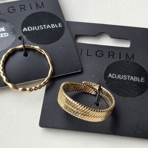 Pilgrim Adjustable Textured Gold Tone Rings Set